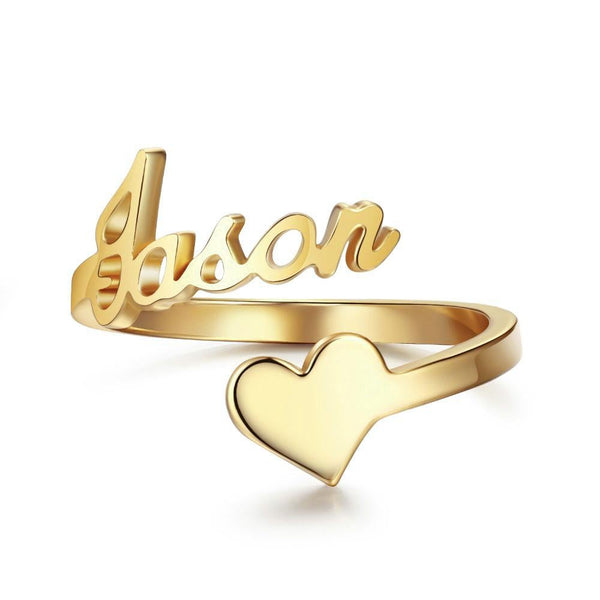 Lovely Personalized Name Ring with Heart