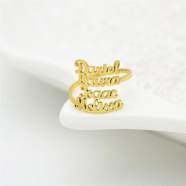 Unique Personalized Name Ring for Family (4 Names)