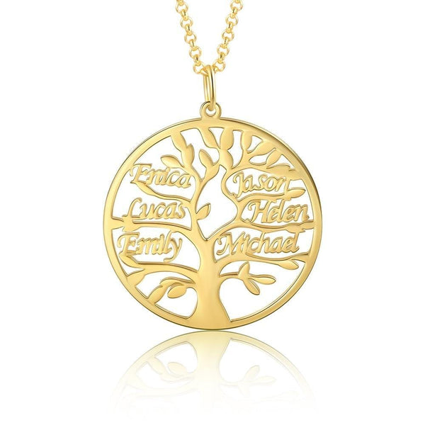 Personalized Name Necklace with Family Tree of Life Pendant Necklace for 6 Family names