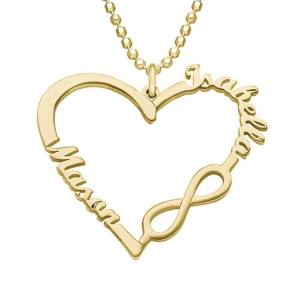 Custom Infinity Heart Name Necklace with 2 names