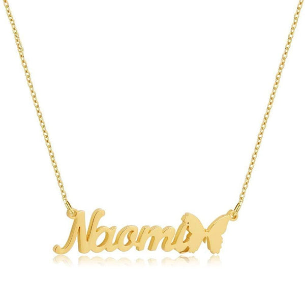 Butterfly Shaped Custom One Name Necklace Gift for Women