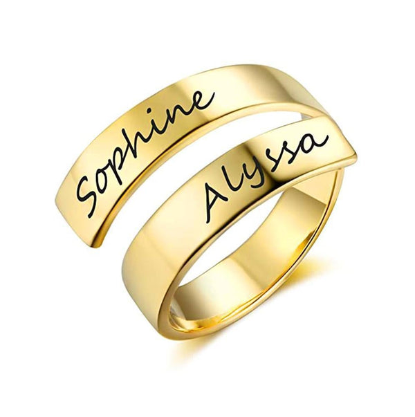 Personalized Engraved 2 Names Ring Custom Initial Rings Customized Best Friend Friendship Rings for Women Girl BFF