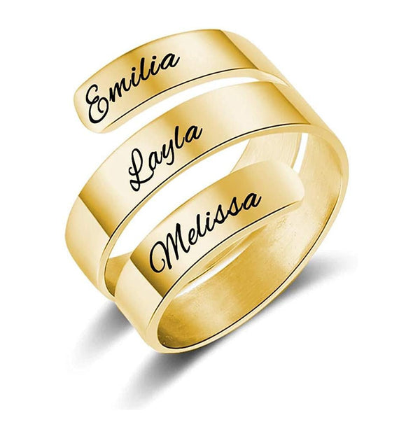 Personalized Engraved 3 Names Ring Custom Initial Rings Customized Best Friend Friendship Rings for Women Girl BFF