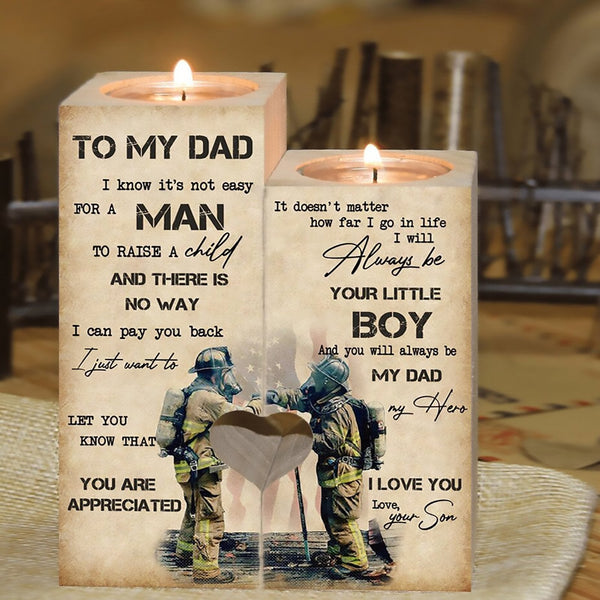 To My Dad- I Will Always Be Your Little Boy And You Will Always Be My Dad My Hero Candlesticks