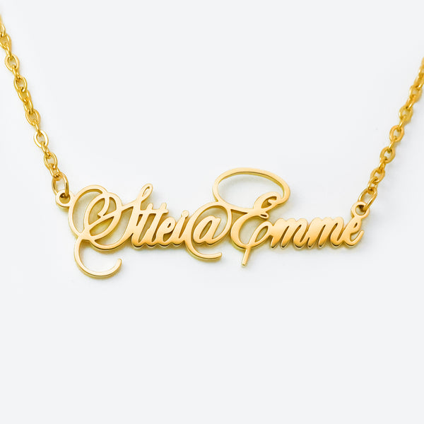 Customized Name 1 @ Name 2 Shaped Necklace Personalized Name Necklace